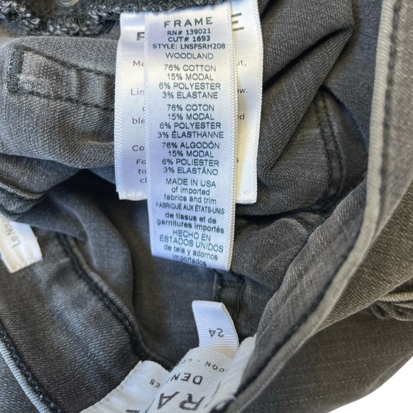 Frame Denim Le Nouveau Split Hem Straight Cropped Black Gray Jean - Size 24 - Picture 11 of 12